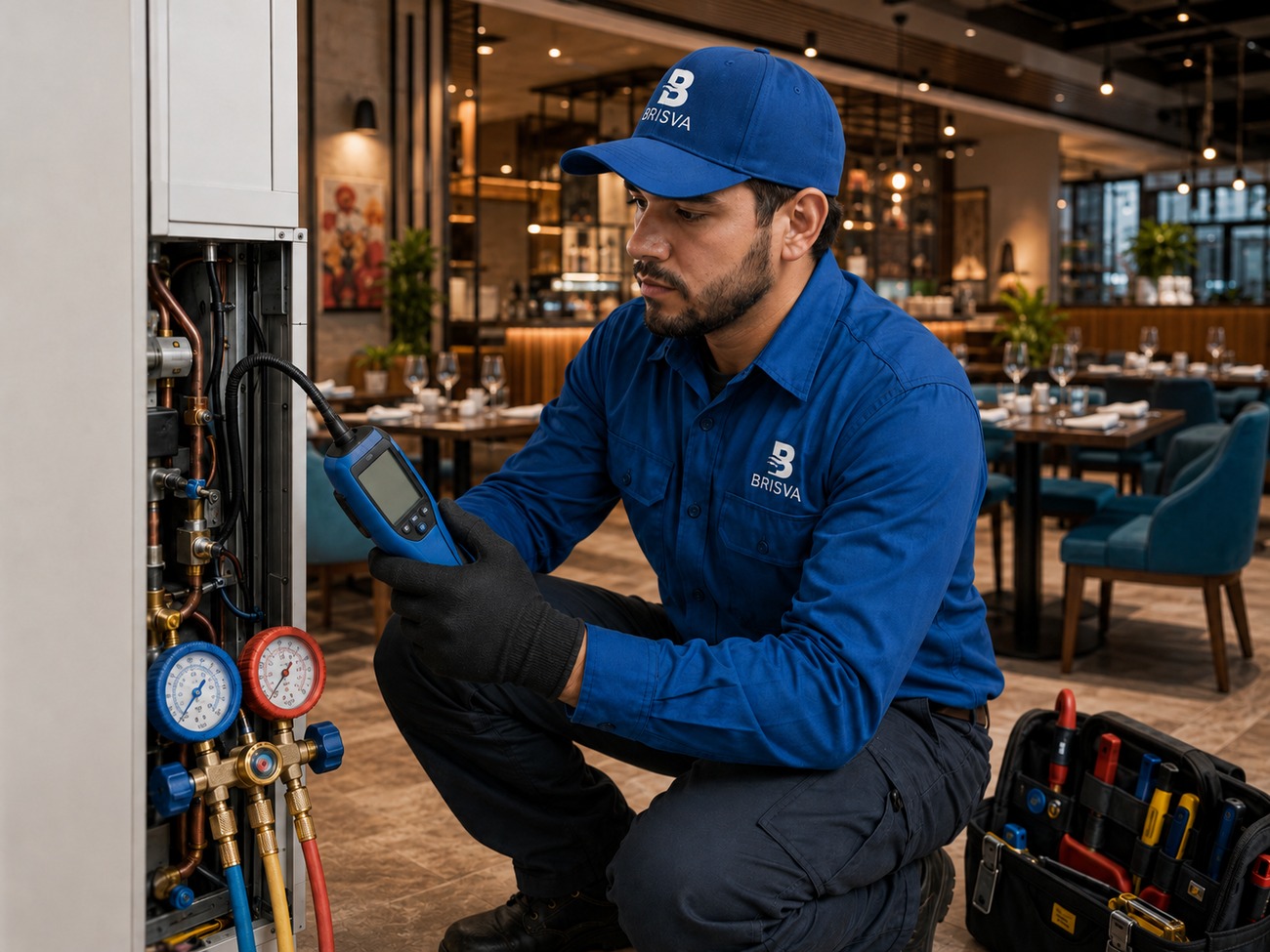 Detección de fugas de refrigerante en restaurante