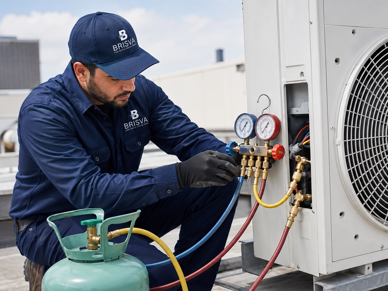 Carga de refrigerante con manómetros